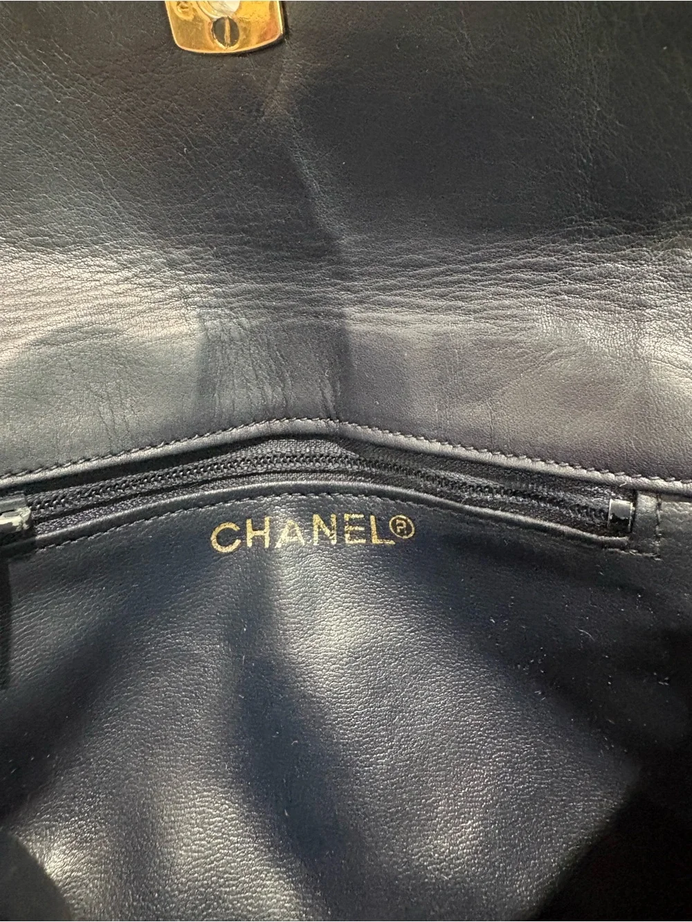 Authentic Chanel Navy Matelassé leather Belt Bag w Certificate of Authenticity